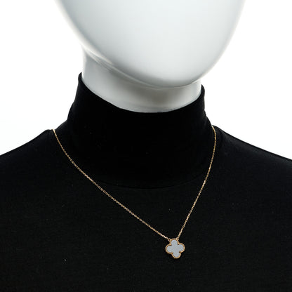 Van Cleef & Arpels 18K Yellow Gold Black Onyx Vintage Alhambra Pendant Necklace 2 of 5