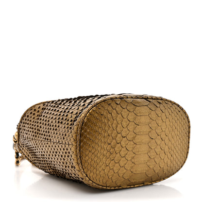 Chanel Metallic Snakeskin Paris Hamburg Drawstring Bucket Bag Gold 4 of 10