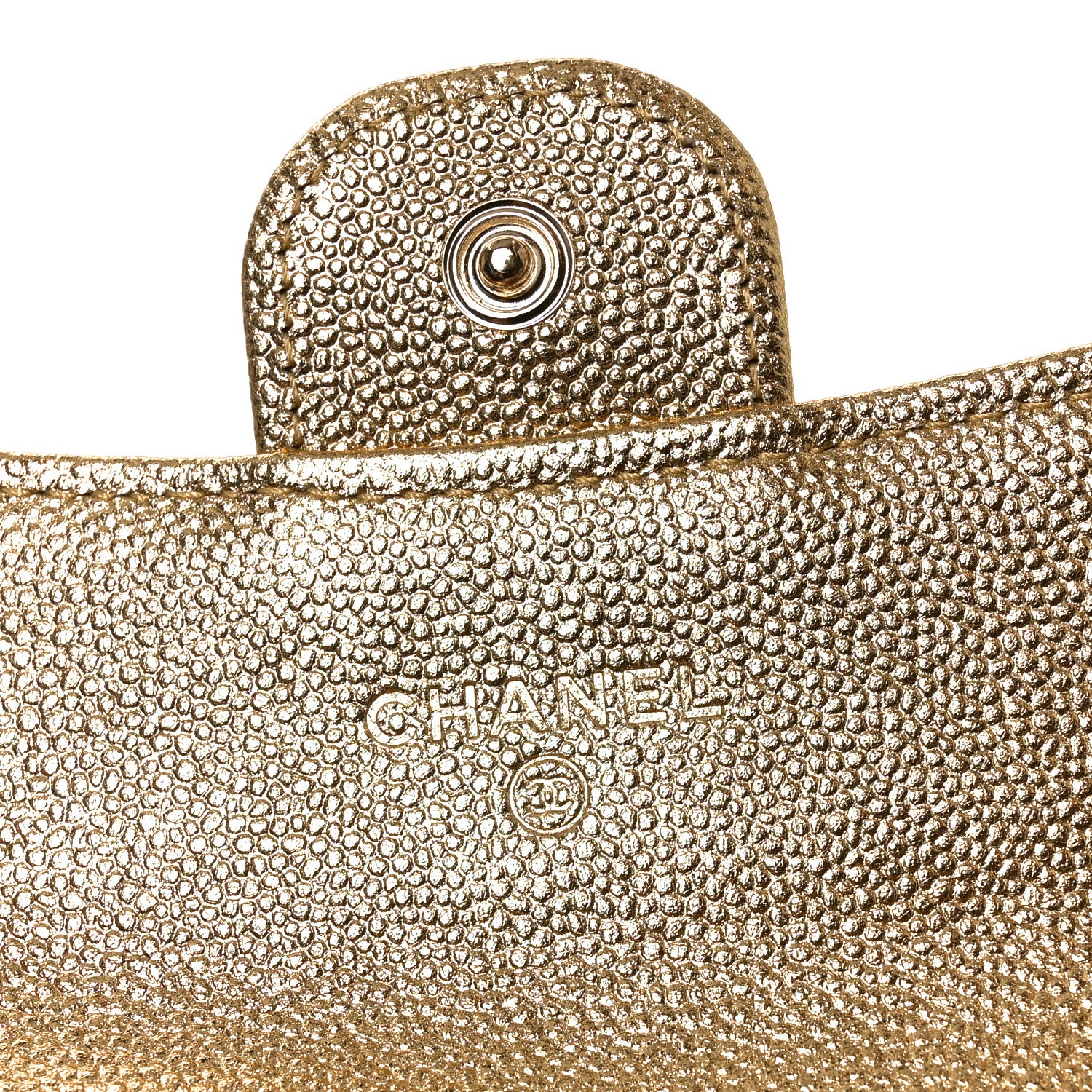 Chanel Metallic Caviar Quilted Flap Card Holder Wallet Gold 6 of 8