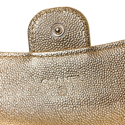 Chanel Metallic Caviar Quilted Flap Card Holder Wallet Gold 6 of 8