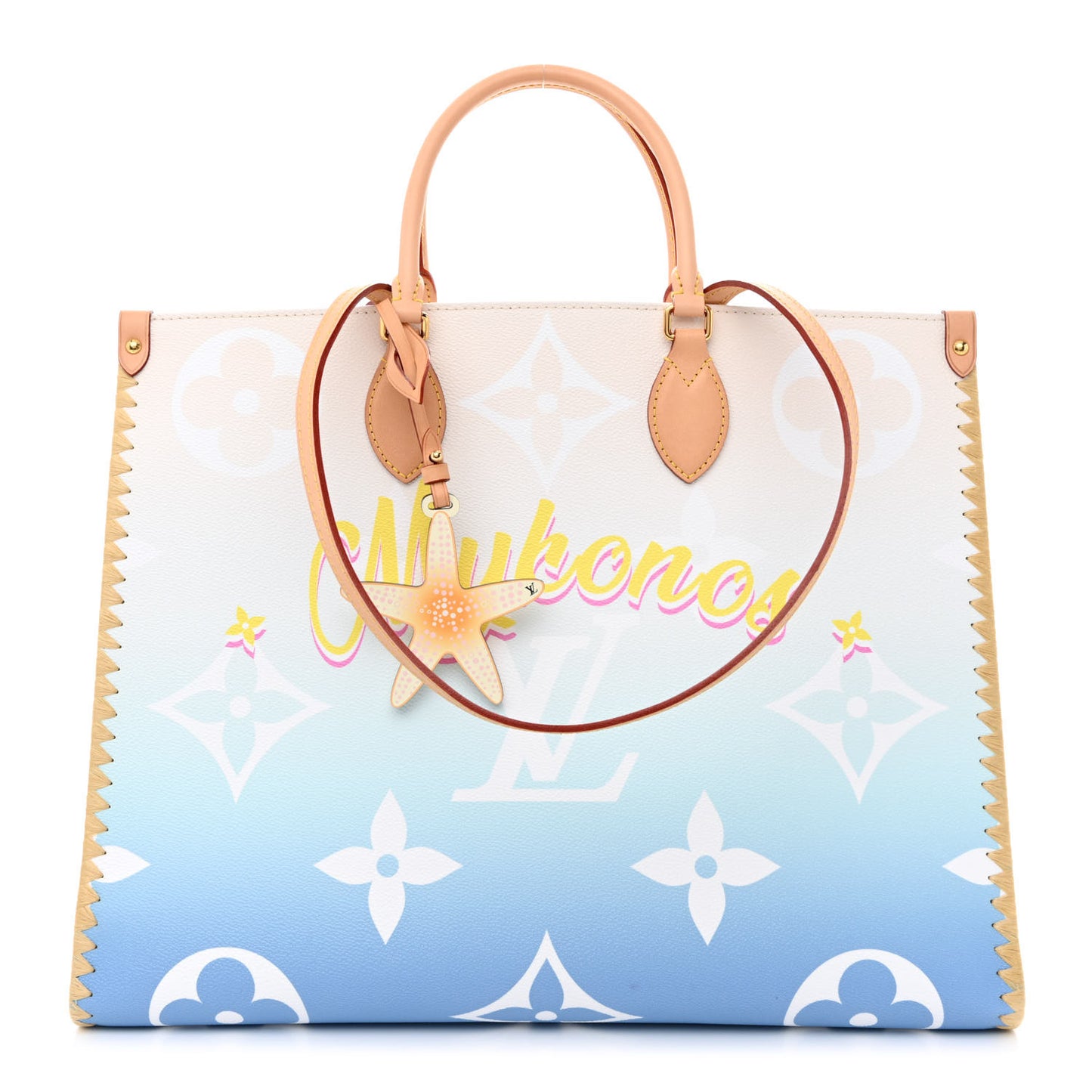 Monogram Giant Raffia Mykonos By The Pool Onthego GM Blue