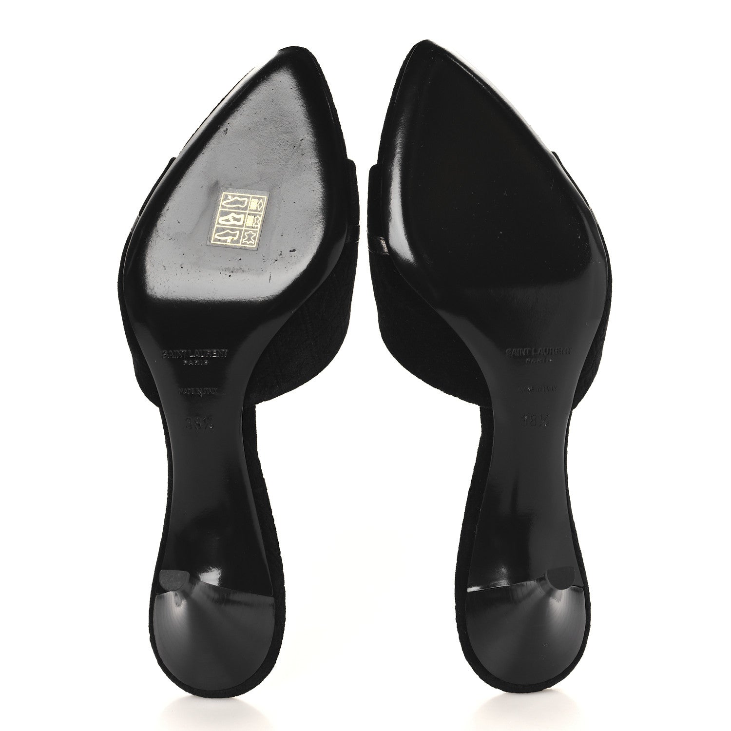 Saint Laurent Suede All-Over Monogram Le Maillon 60 Mules 38.5 Black 6 of 9