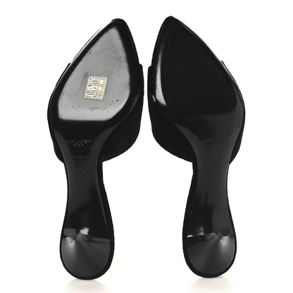 Saint Laurent Suede All-Over Monogram Le Maillon 60 Mules 38.5 Black 6 of 9