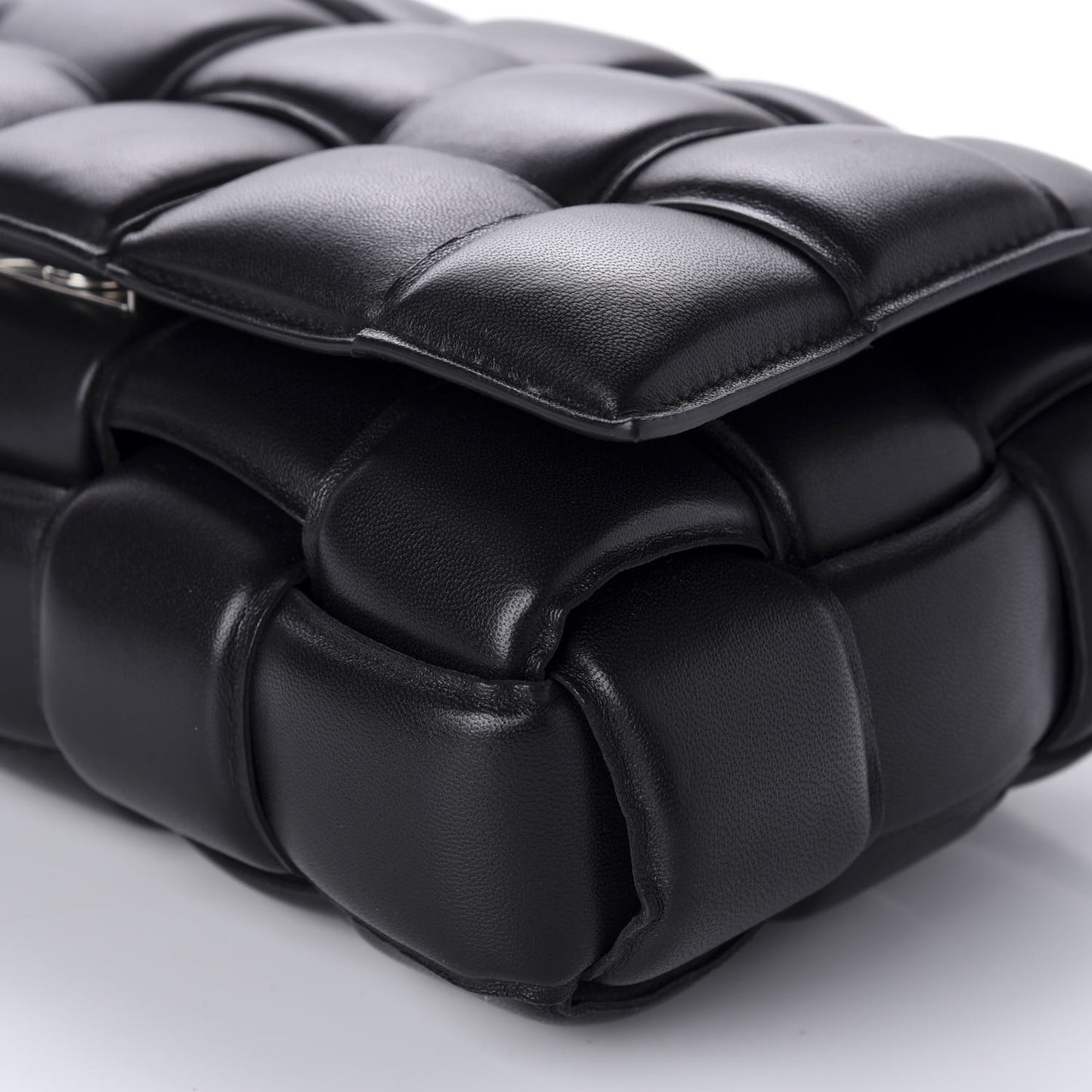 Nappa Maxi Intreccio Padded Cassette Crossbody Bag Black