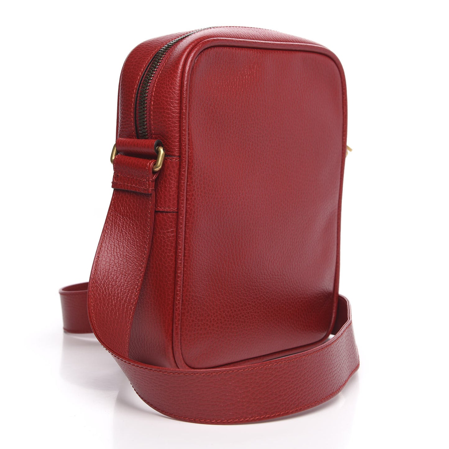 Grained Calfskin Logo Messenger Bag Hibiscus Red