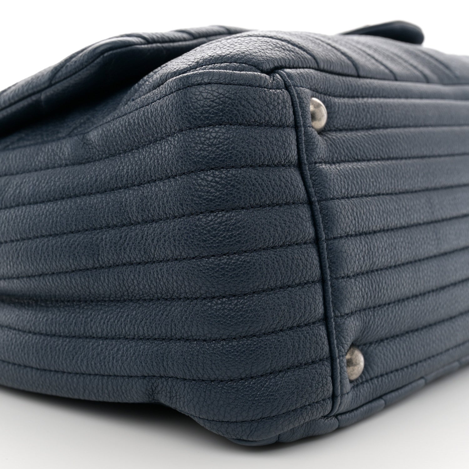 Chanel Calfskin Chevron Quilted XXL Travel Flap Bag Blue 9 of 10