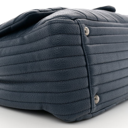 Chanel Calfskin Chevron Quilted XXL Travel Flap Bag Blue 9 of 10