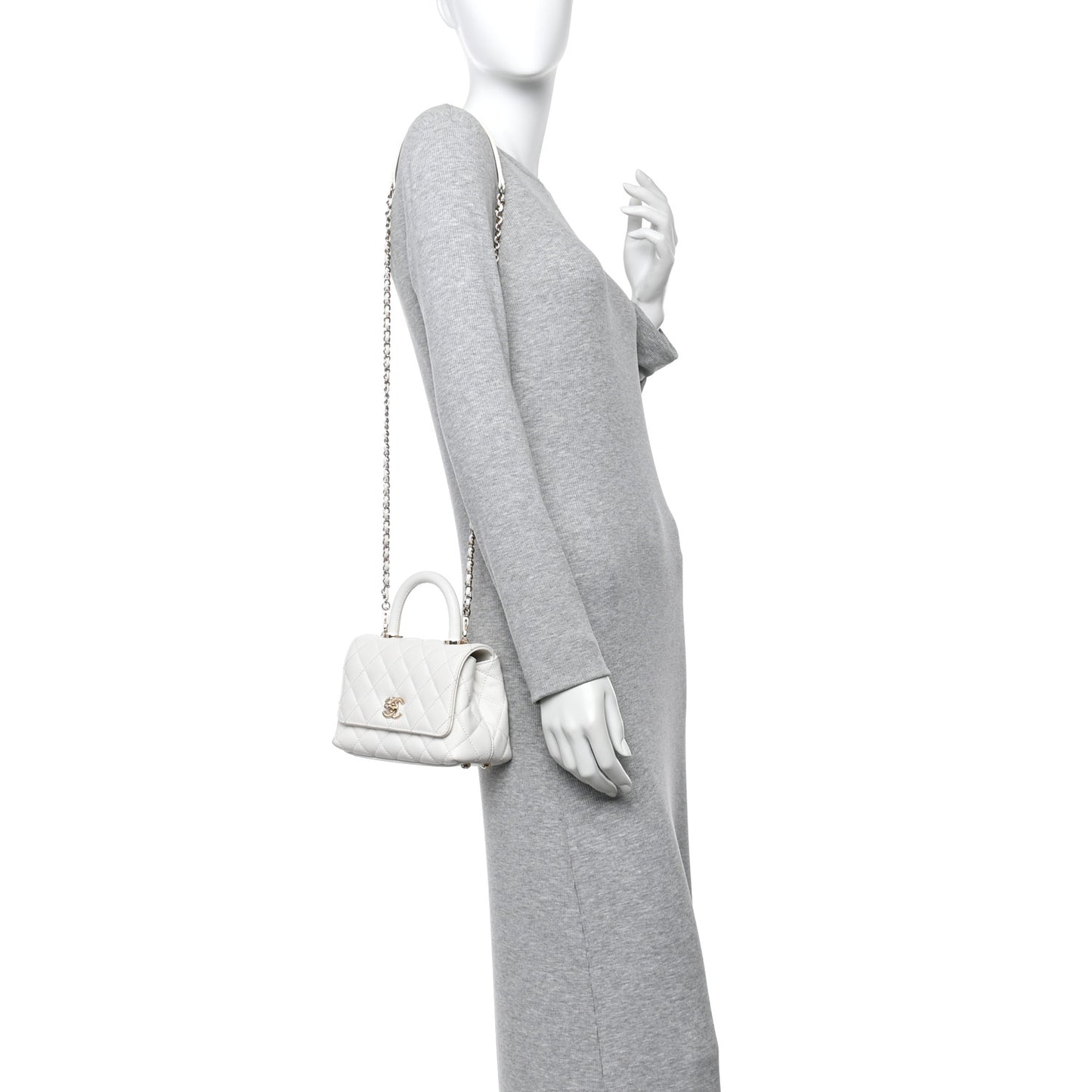 Caviar Quilted Extra Mini Coco Handle Flap White