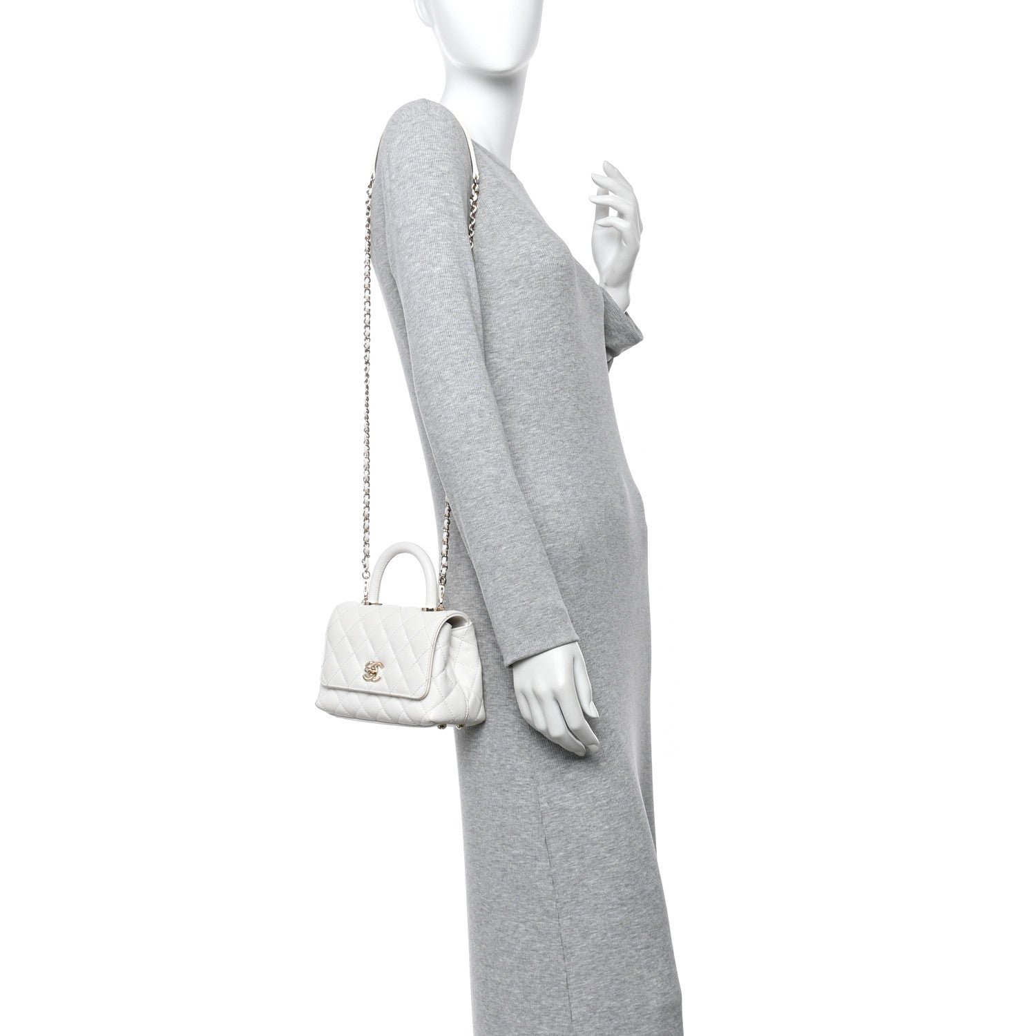 Chanel Caviar Quilted Extra Mini Coco Handle Flap White 2 of 12