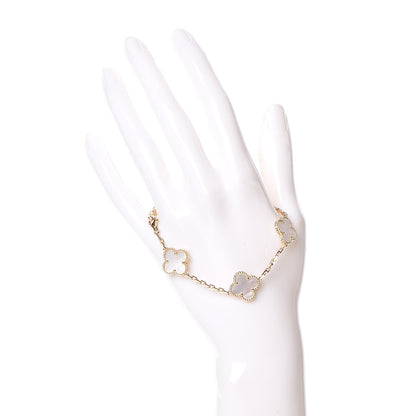 Van Cleef & Arpels 18K Yellow Gold Mother of Pearl 5 Motifs Vintage Alhambra Bracelet 2 of 6