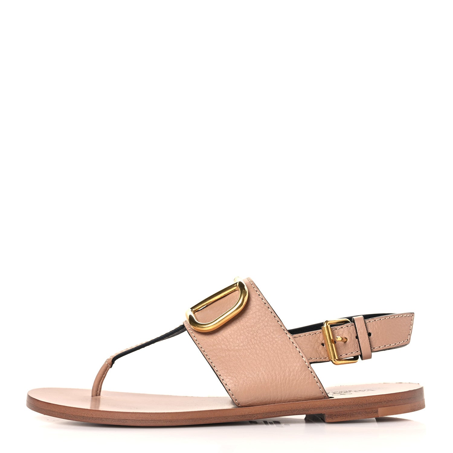 Valentino Garavani Grainy Cowhide Vlogo Slingback Flat Thong Sandals 35.5 Rose Cannelle 1 of 8