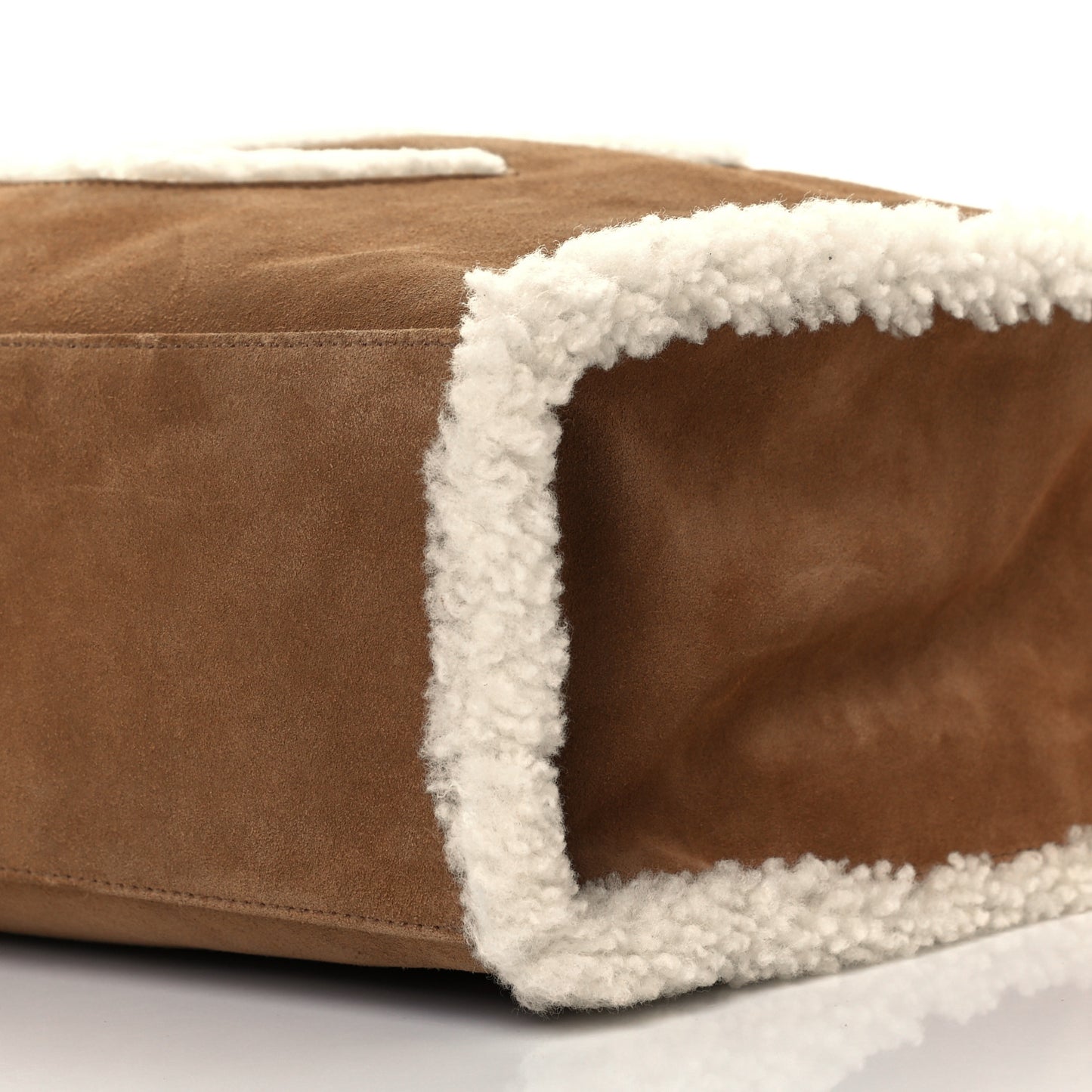 X UGG Suede Shearling Medium Shopping Bag Chestnut