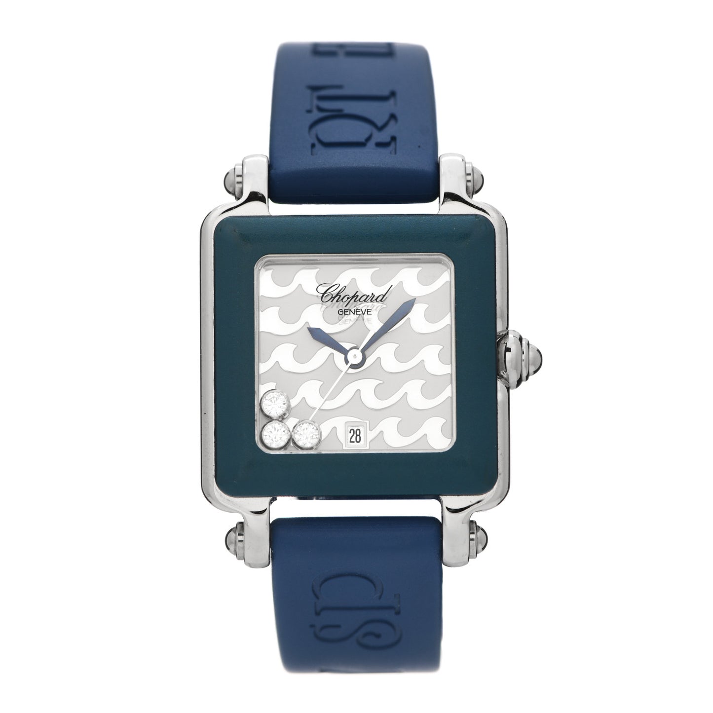 Stainless Steel Rubber 3 Diamond 27mm Be Happy 2 Quartz Watch