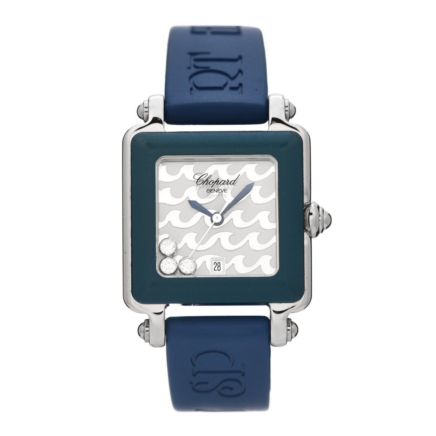 Chopard Stainless Steel Rubber 3 Diamond 27mm Be Happy 2 Quartz Watch 1 of 4