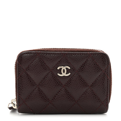 Chanel Caviar Quilted Zip Coin Purse Burgundy 1 of 9