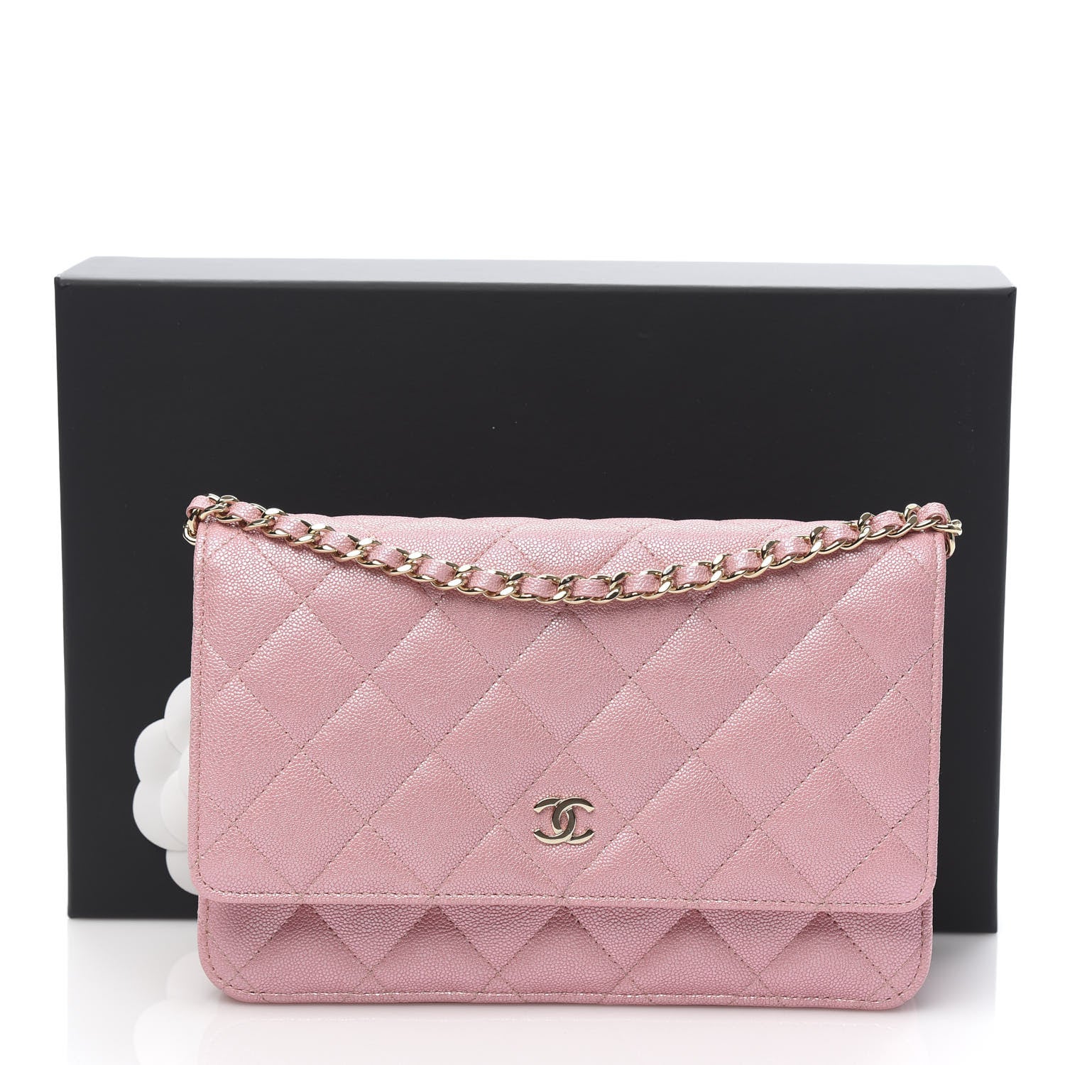 Chanel Iridescent Caviar Quilted Wallet on Chain WOC Rose Pink 12 of 12