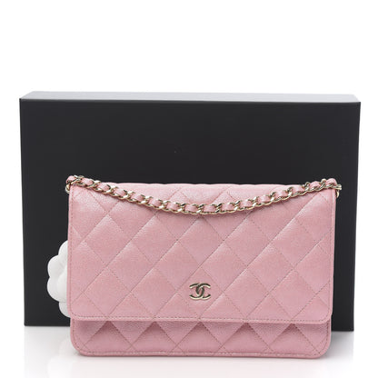 Chanel Iridescent Caviar Quilted Wallet on Chain WOC Rose Pink 12 of 12