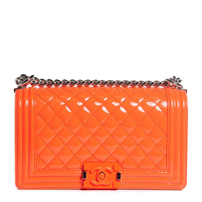 Chanel Patent Calfskin Medium Boy Flap Plexiglass Orange 1 of 7