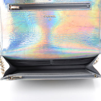Chanel Iridescent Goatskin Quilted Wallet On Chain WOC Silver 5 of 12