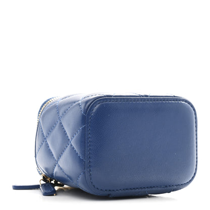 Chanel Lambskin Quilted Pearl Crush Mini Vanity Case With Chain Blue 4 of 10