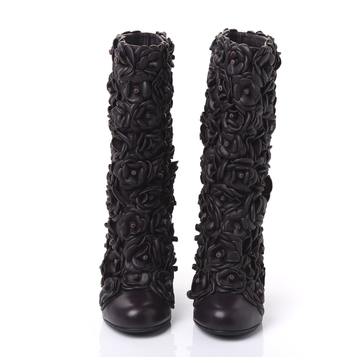 Calfskin Camellia Boots 40 Bordeaux