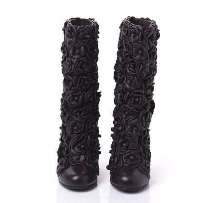 Chanel Calfskin Camellia Boots 40 Bordeaux 2 of 7