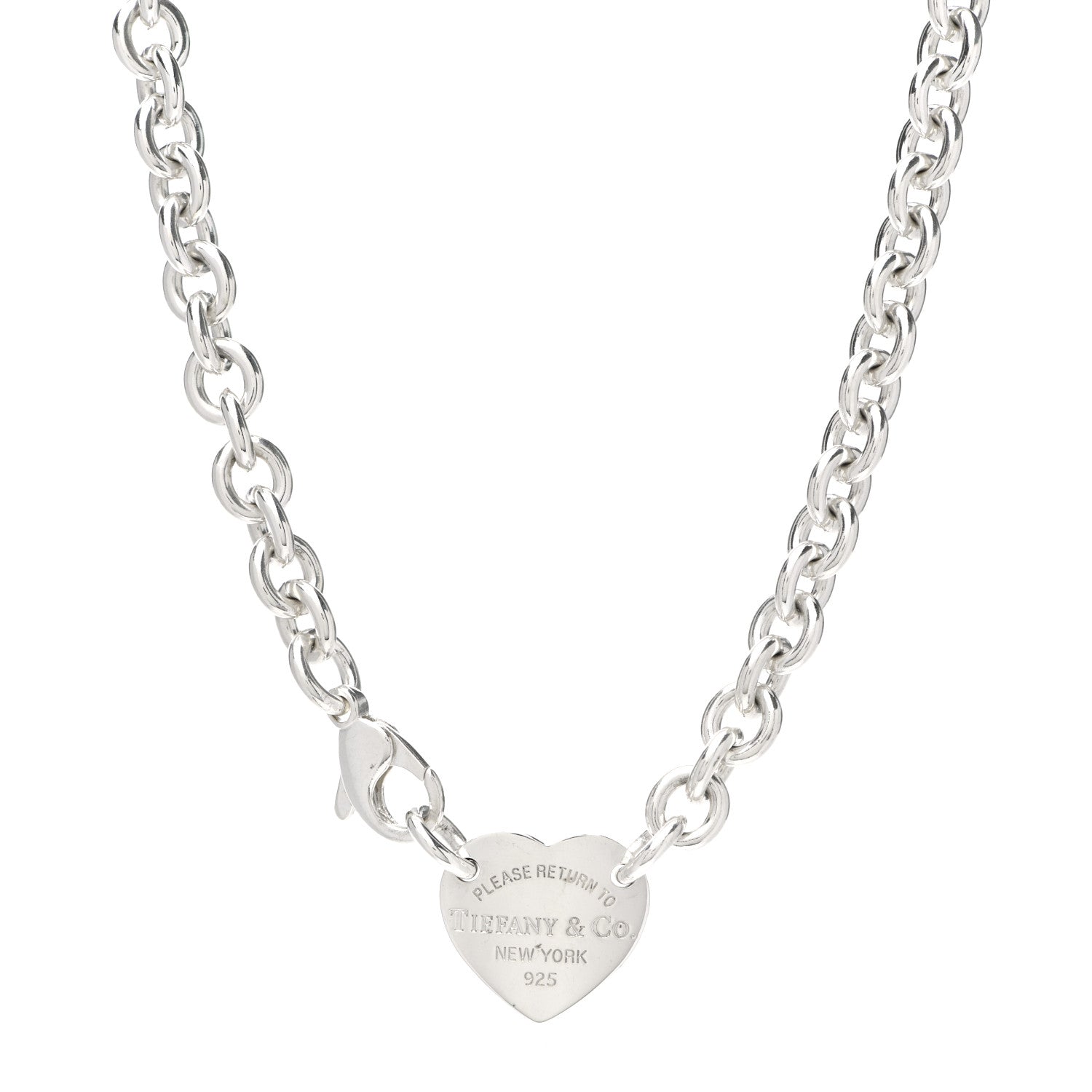 Tiffany Sterling Silver Return to Tiffany Heart Tag Choker Necklace 1 of 4