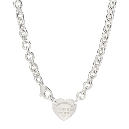 Tiffany Sterling Silver Return to Tiffany Heart Tag Choker Necklace 1 of 4