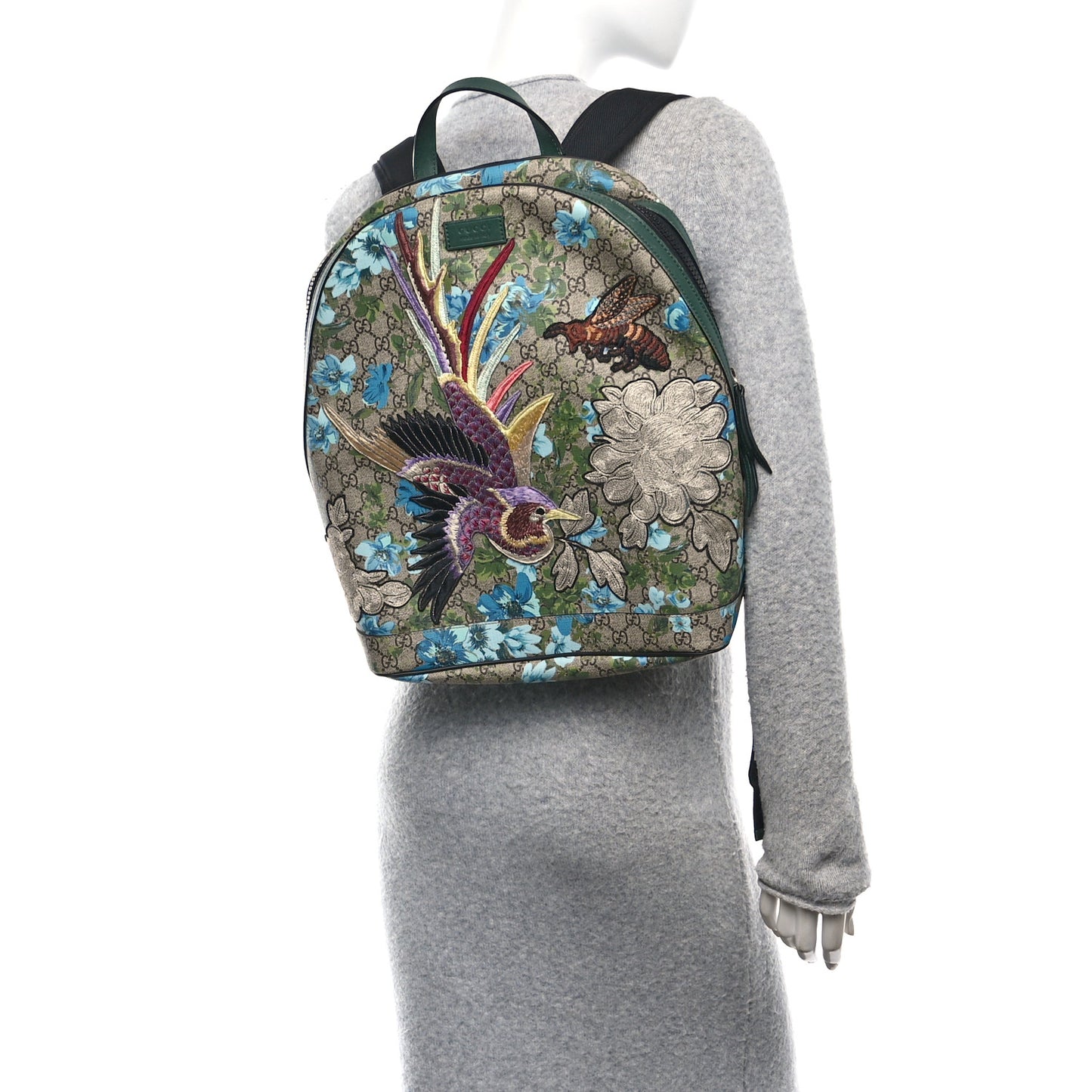 GG Supreme Monogram Blooms Bird Embroidered Dome Backpack