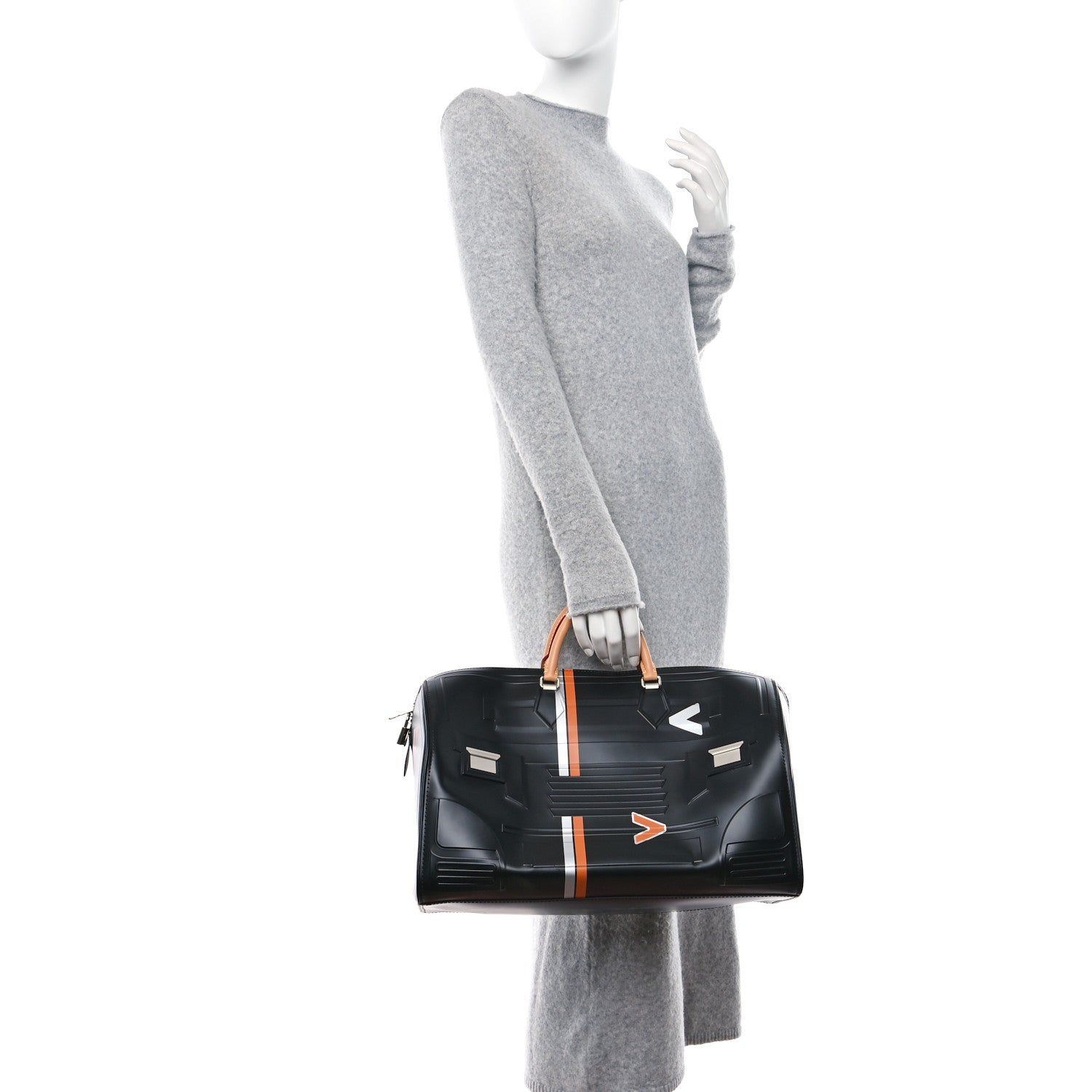 Louis Vuitton Calfskin Spaceship Embossed Speedy 40 Black 2 of 11