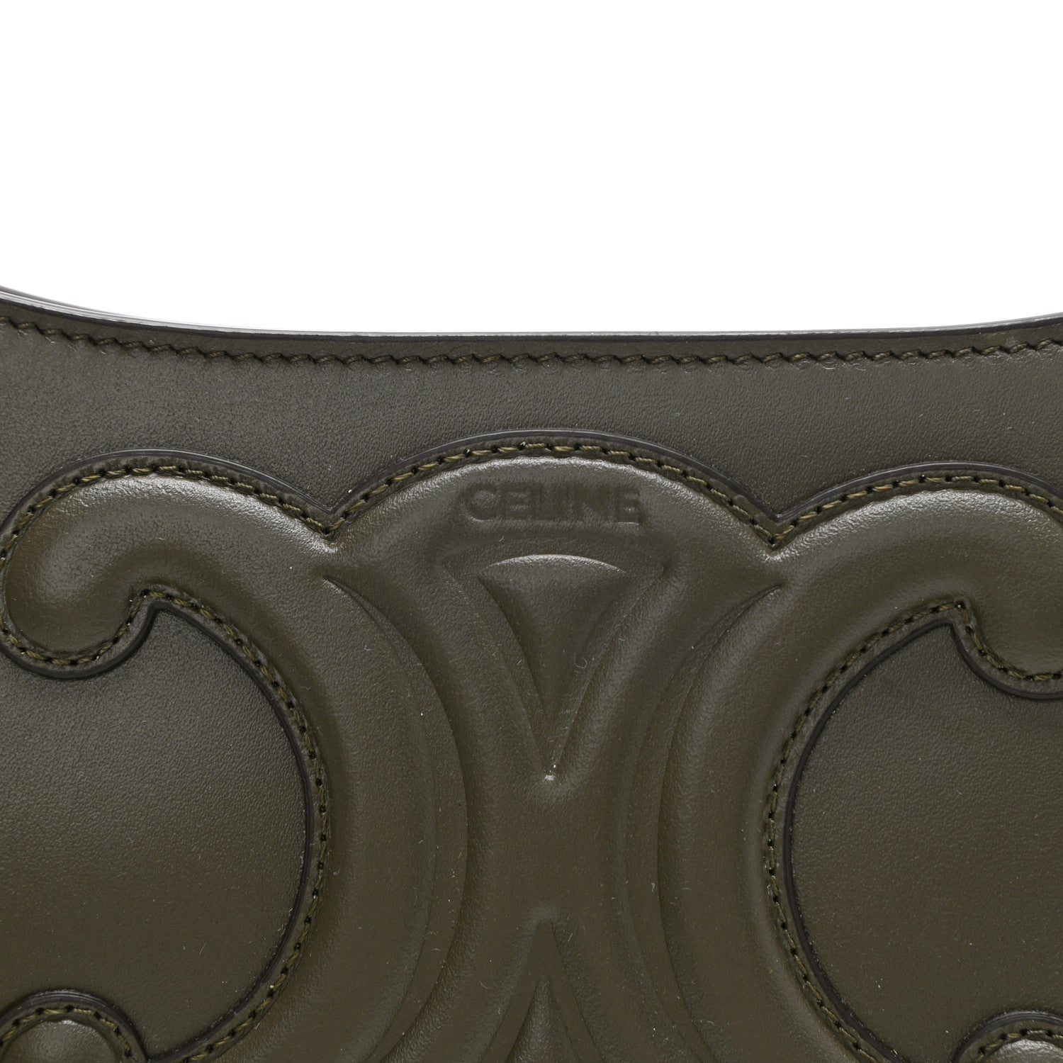 Celine Smooth Calfskin Cuir Triomphe Shoulder Bag Dark Army 6 of 10