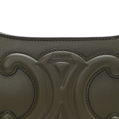 Celine Smooth Calfskin Cuir Triomphe Shoulder Bag Dark Army 6 of 10