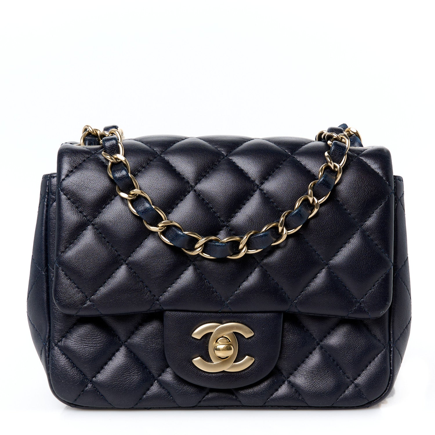 Chanel Lambskin Quilted Mini Square Flap Navy 1 of 11