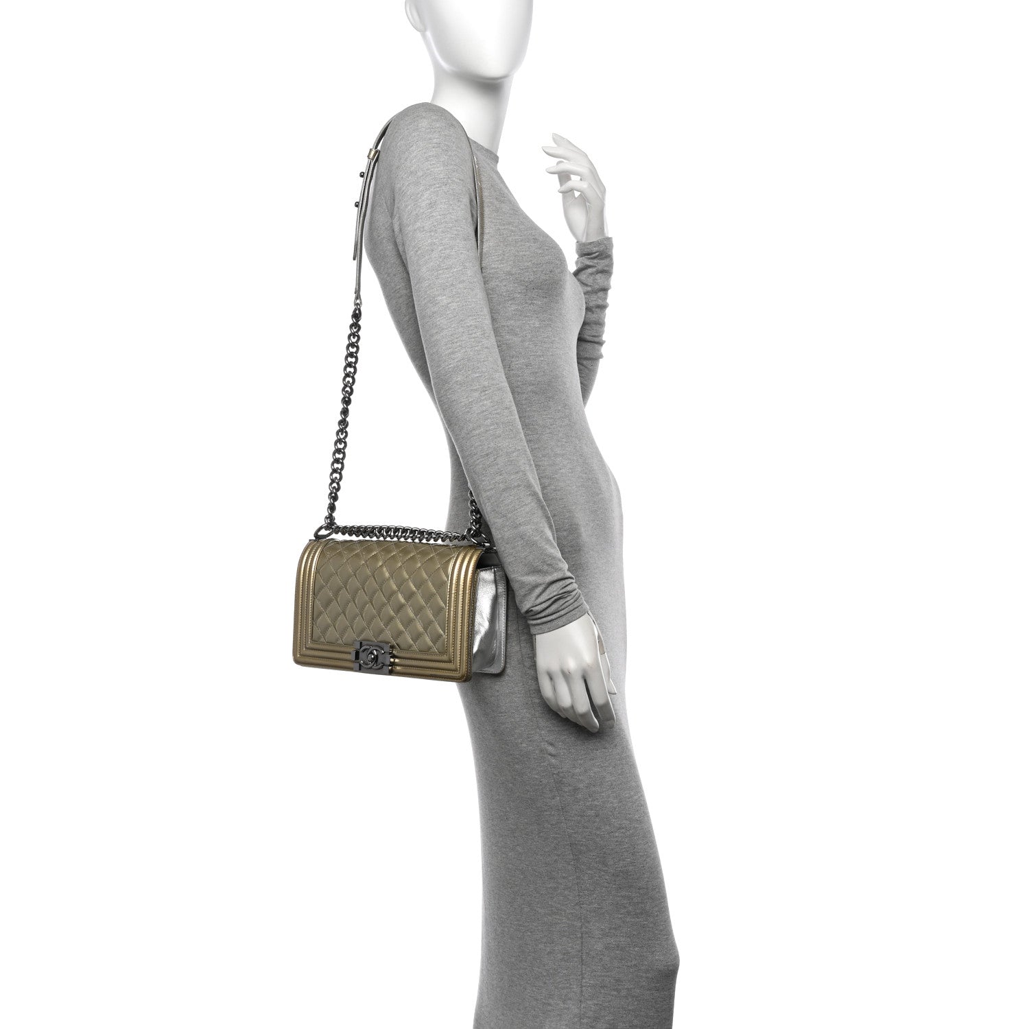 Chanel Metallic Patent Calfskin Quilted Medium Boy Flap Gold 2 of 14