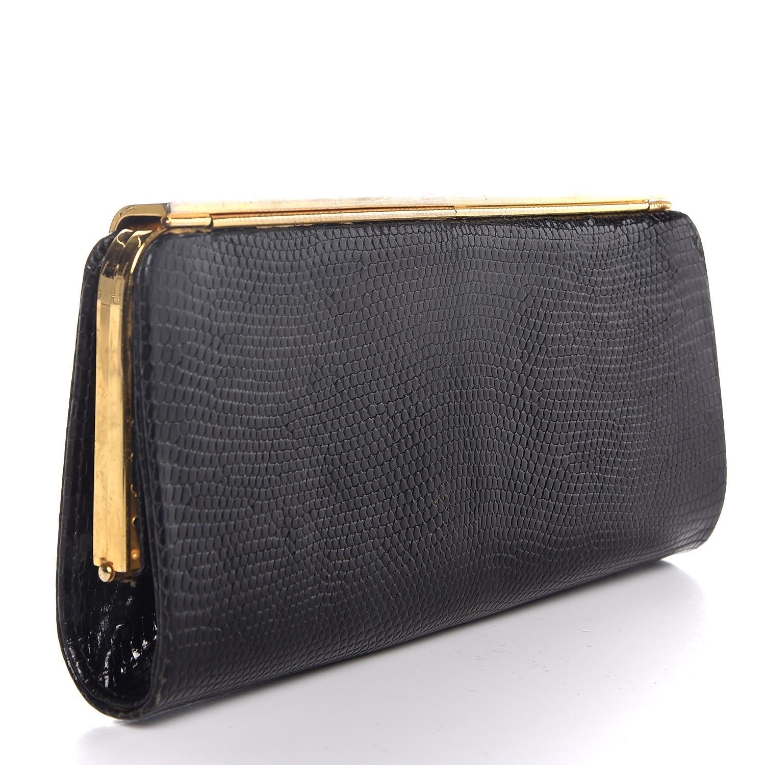 Gucci Lizard Box Clutch Black 3 of 6