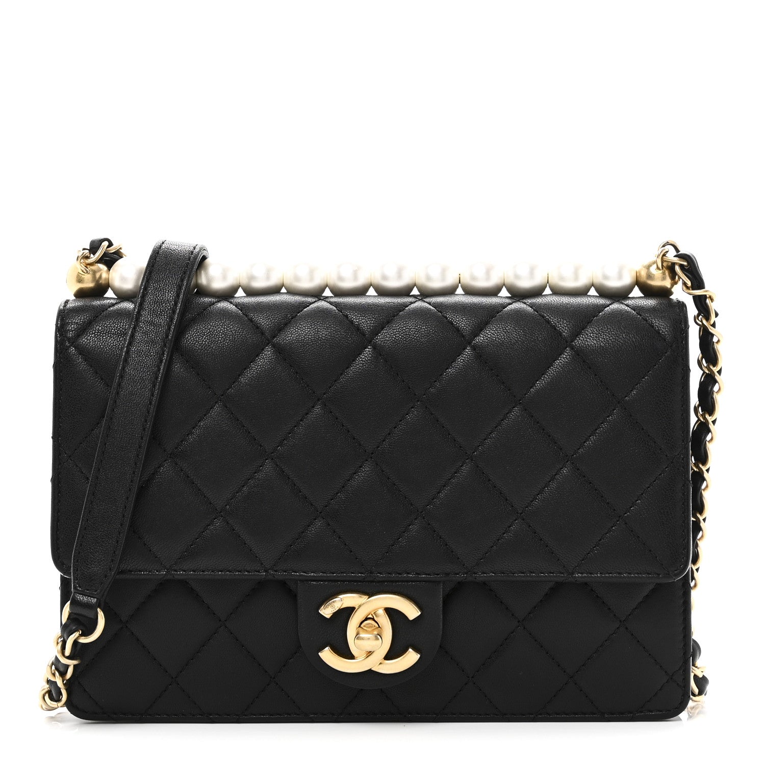 Chanel Goatskin Quilted Small Chic Pearls Flap Black Black 1 of 11
