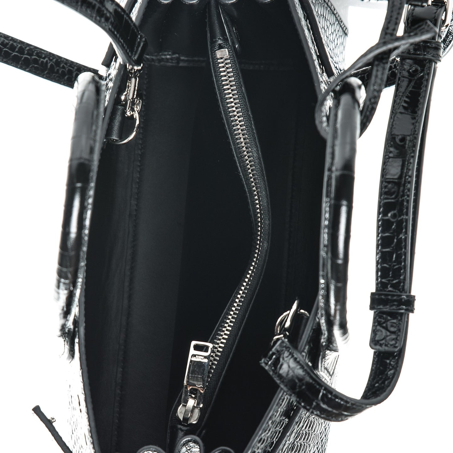 Calfskin Crocodile Embossed Baby Sac De Jour Black