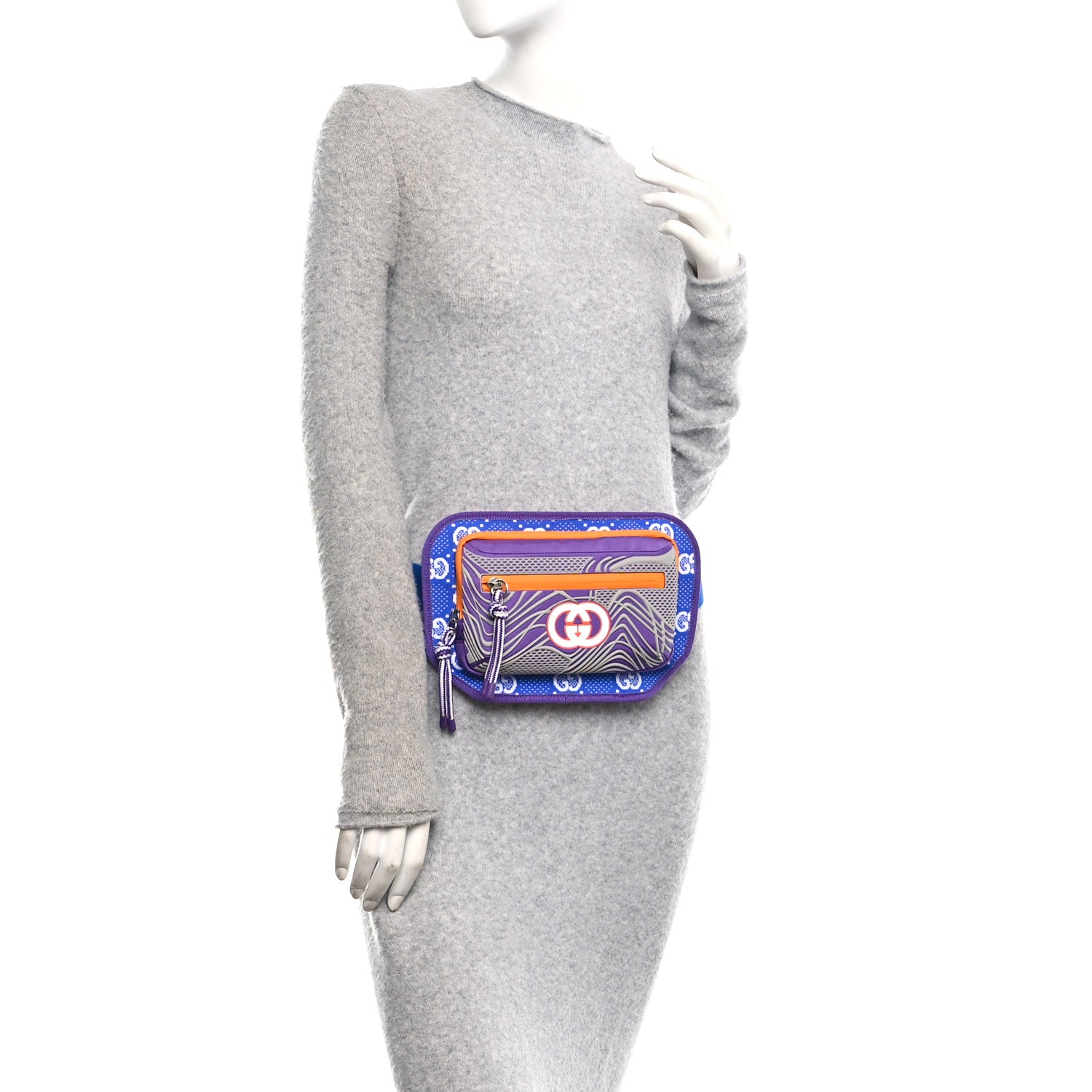 Gucci Jersey GG Monogram All Over Sporty Belt Bag Grey White Multicolor 2 of 9
