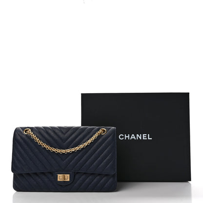 Chanel Crumpled Calfskin Chevron Quilted 2.55 Reissue 226 Navy Blue 10 of 10