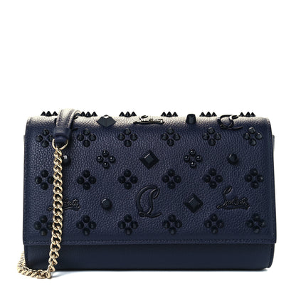 Christian Louboutin Calfskin Spikes Loubinthesky Paloma Clutch Navy 1 of 9