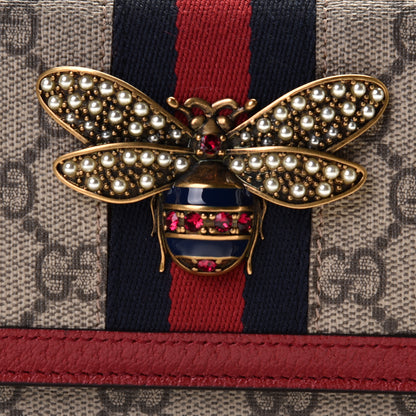 Gucci GG Supreme Monogram Web Queen Margaret Chain Wallet Red 9 of 10