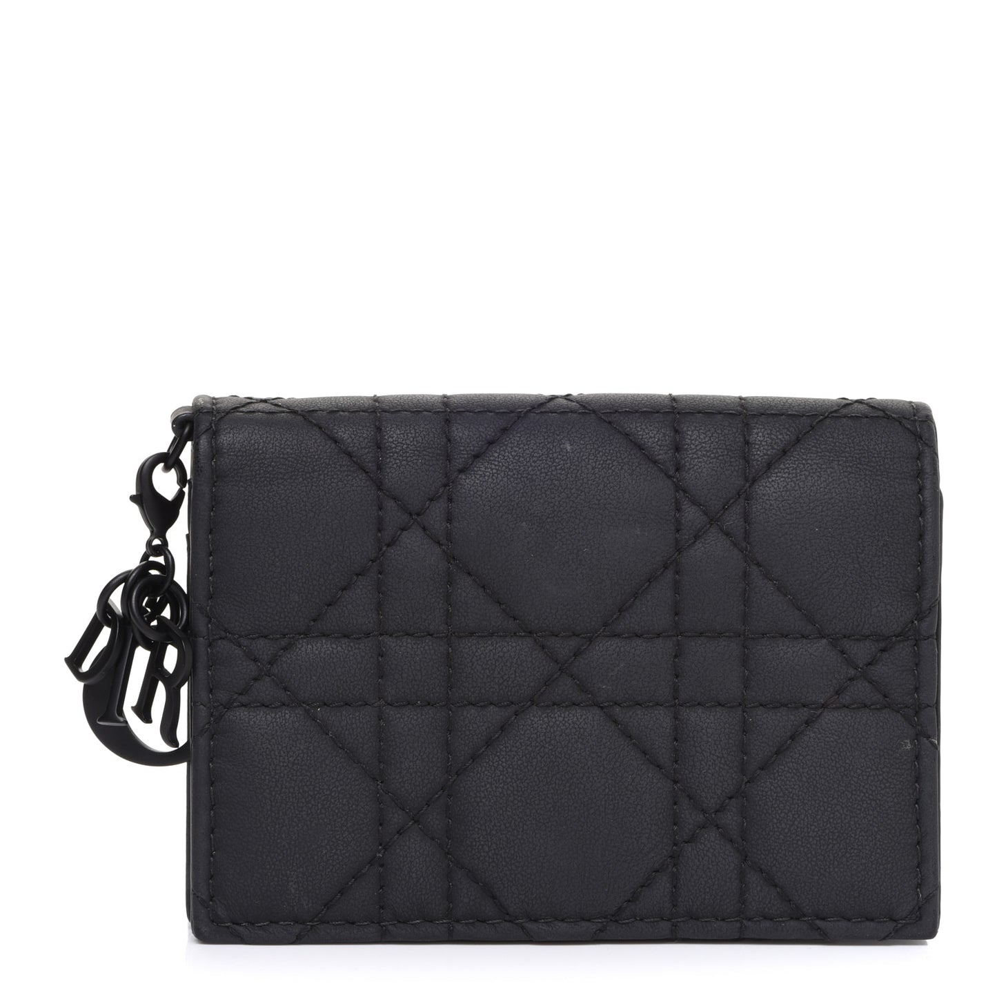 Ultra Matte Calfskin Small Lady Dior Flap Card Holder Black