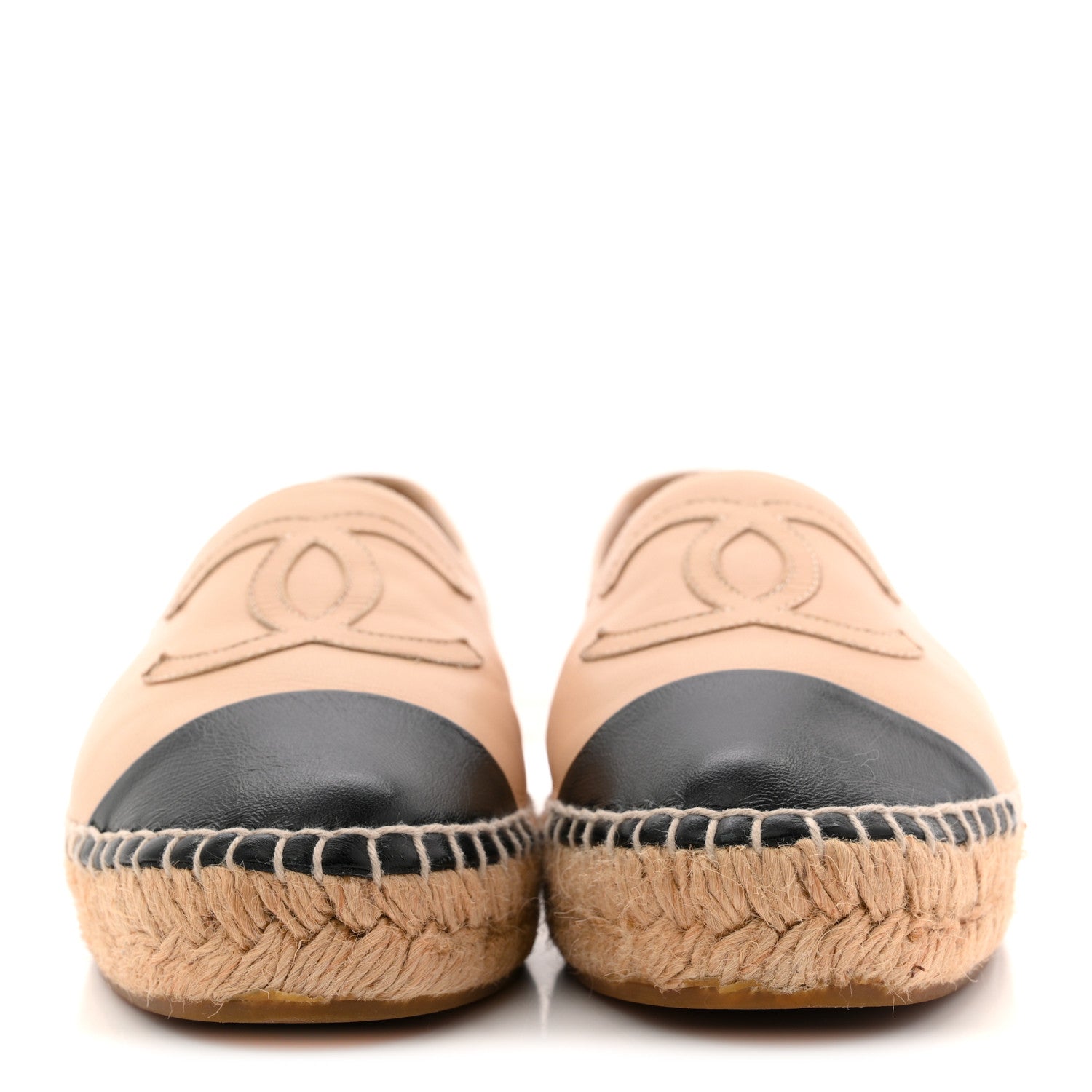 Chanel Lambskin CC Espadrilles 36 Beige Black 3 of 12