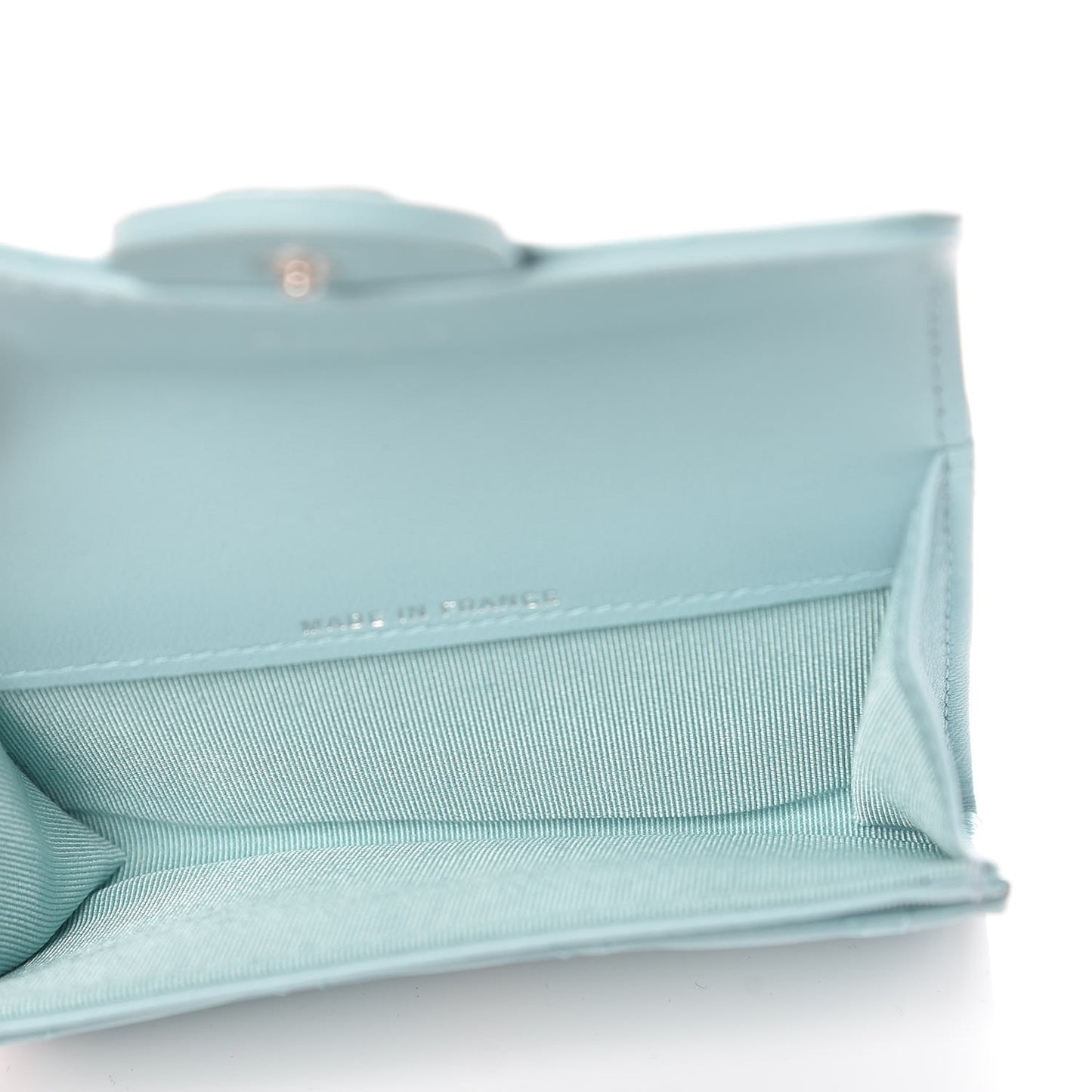 Lambskin Quilted Card Holder Light Blue