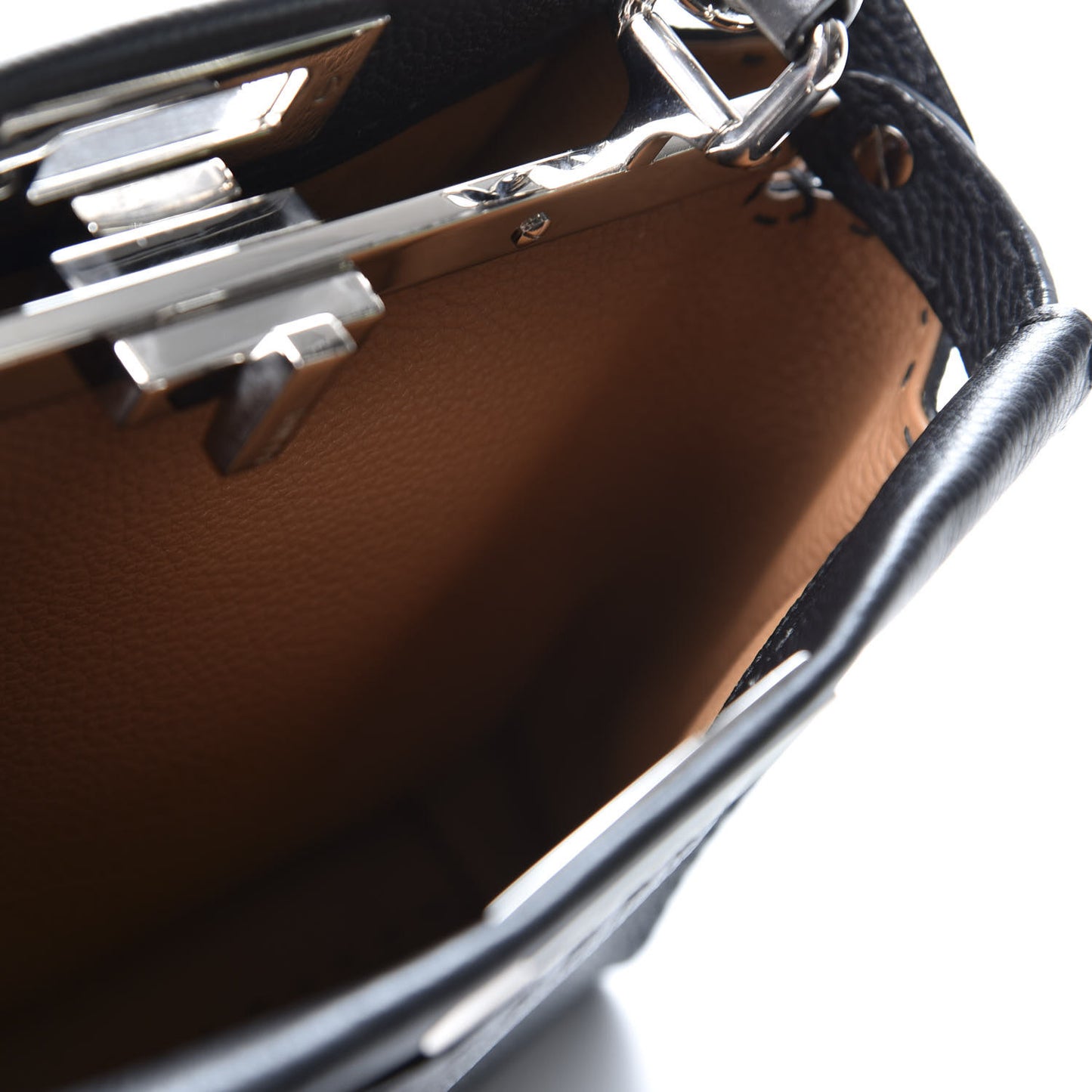 Cuoio Romano Selleria Bi-Color Medium Peekaboo Iconic Satchel Black Mou