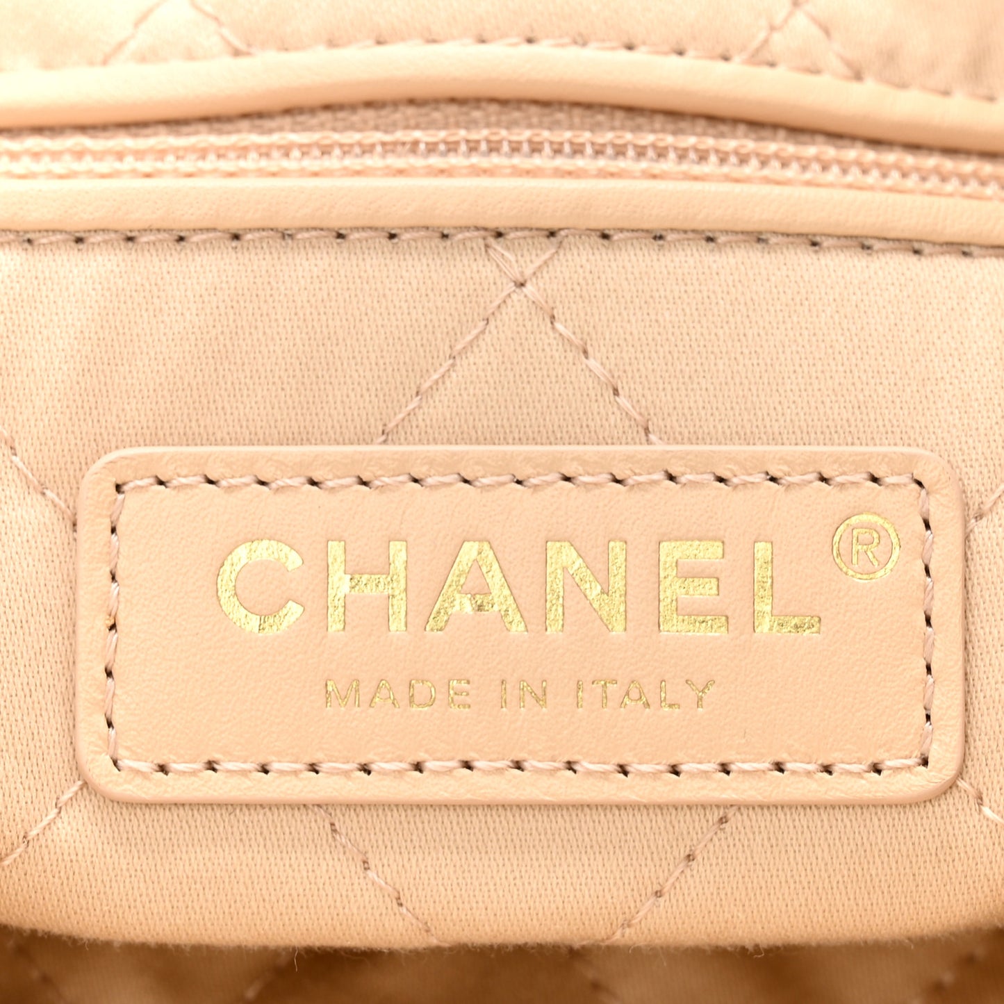 Shiny Calfskin Quilted Chanel 22 Backpack White