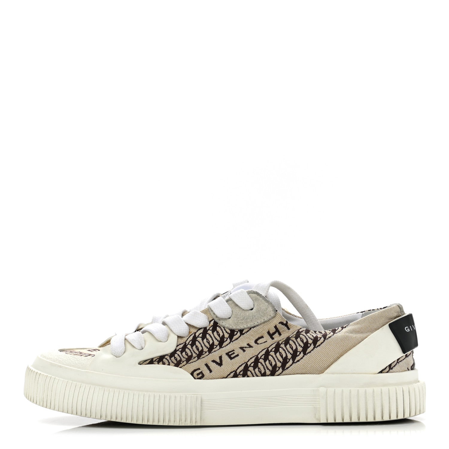 Givenchy Canvas Chain Logo Printed Womens Tennis Sneakers 38 Beige Brown 1 of 12