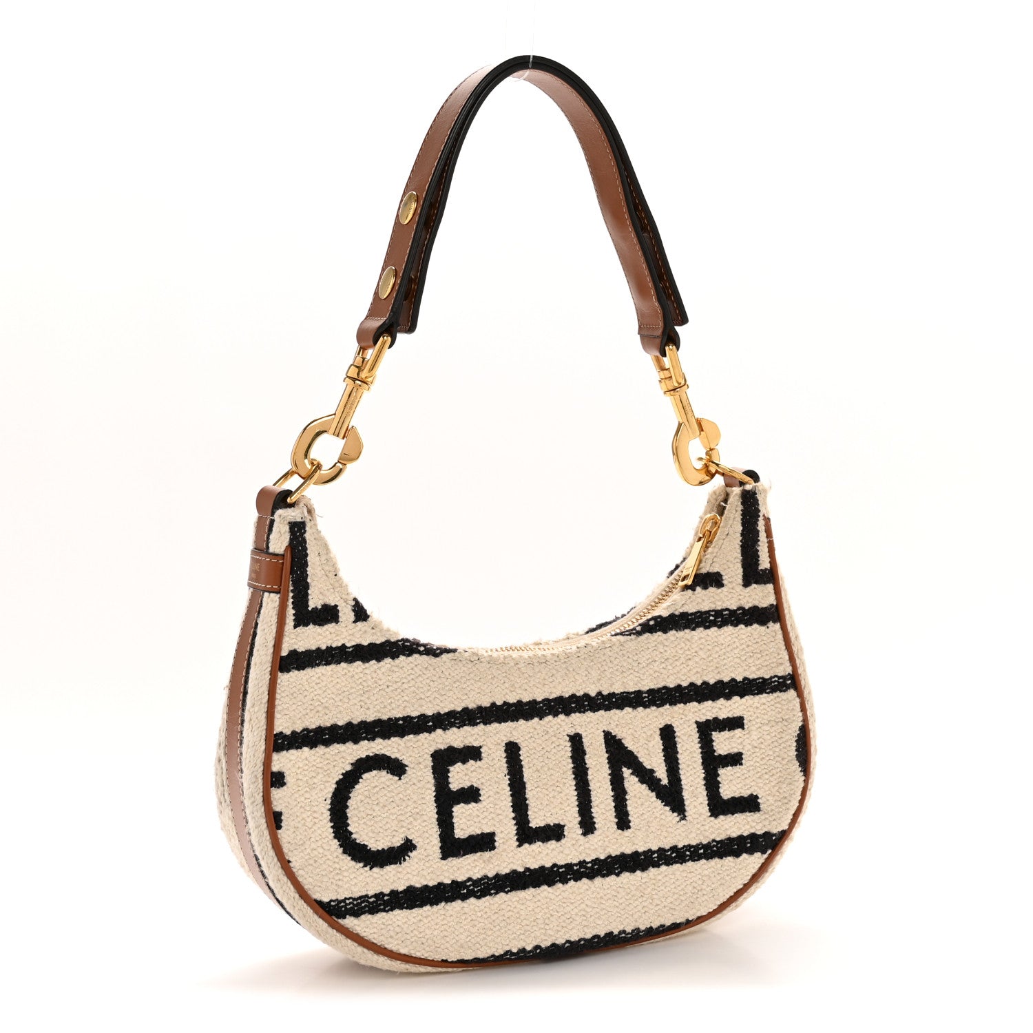 Celine Textile Medium Ava Shoulder Bag White Black 3 of 14