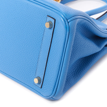 Hermes Taurillon Clemence Birkin 30 Bleu Paradis 10 of 30