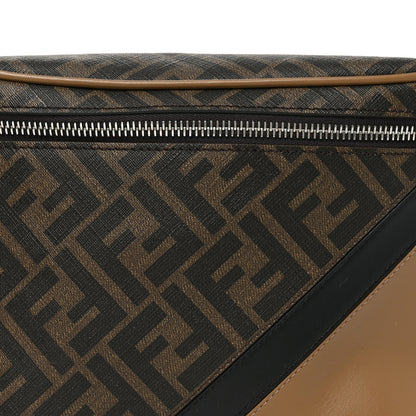 Fendi Glazed Fabric Vitello Liberty FF 1974 Diagonal Belt Bag Tobacco Miele Scuro Black 8 of 10